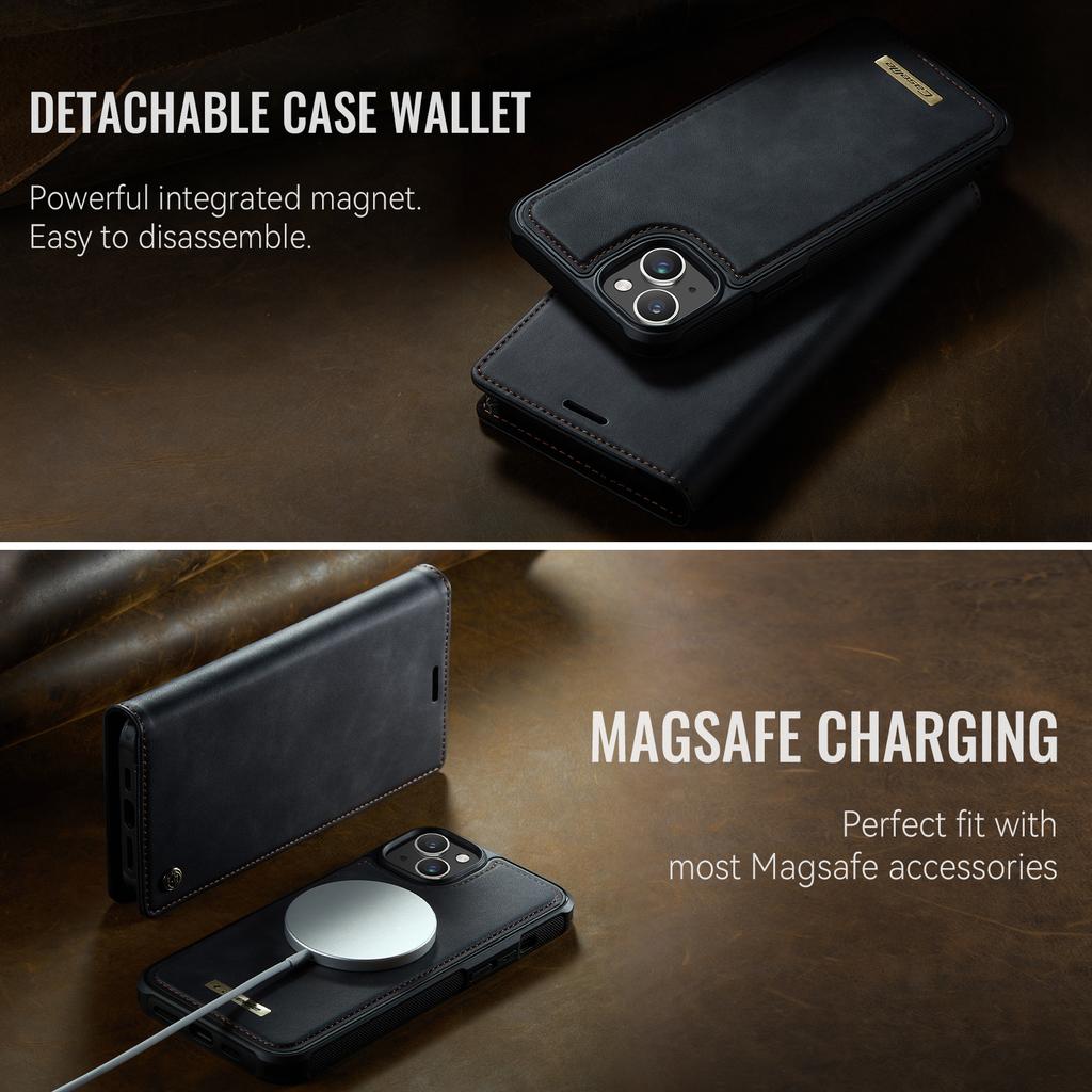For iPhone 14 Plus/iPhone 15 Plus Case CASEME C49 Compatible with MagSafe RFID Blocking Detachable Wallet Leather Phone Cover
