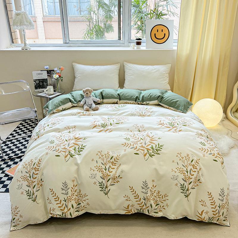 Simple Bedding Washed Cotton Four-piece Set Pastoral Bed Sheet Quilt Cover Bedding Three-piece Set