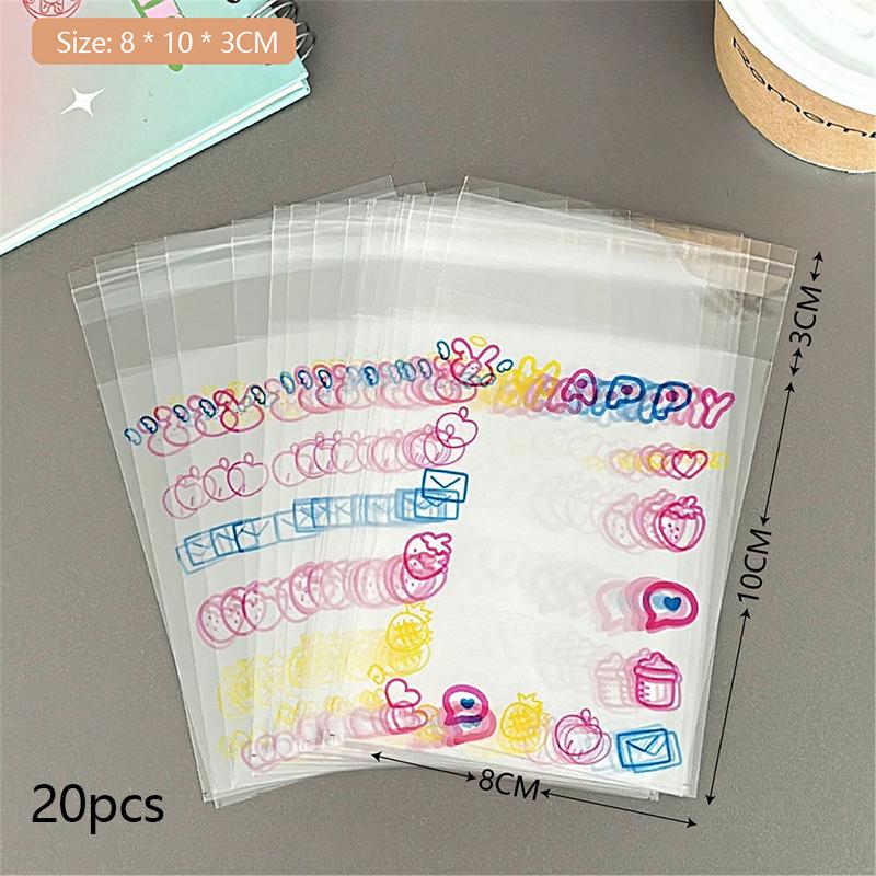 20/50/100Pcs Kawaii Transparent Sleeves Cute Photocard Sleeves Idol Photo Protective Storage Bag Graffiti Self-Adhesive Bag