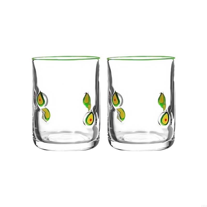 Set Of 2 Lemon Design Glass Cups Sturdy Materials 14oz Capacity Suitable For Parties homes Decors Beverage Serving
