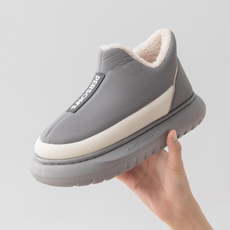 Зимние ботинки на толстой подошве для женщин, мягкая подошва, закрытый каблук, теплая хлопковая обувь, удобная платформа, ботильоны для пар в помещении