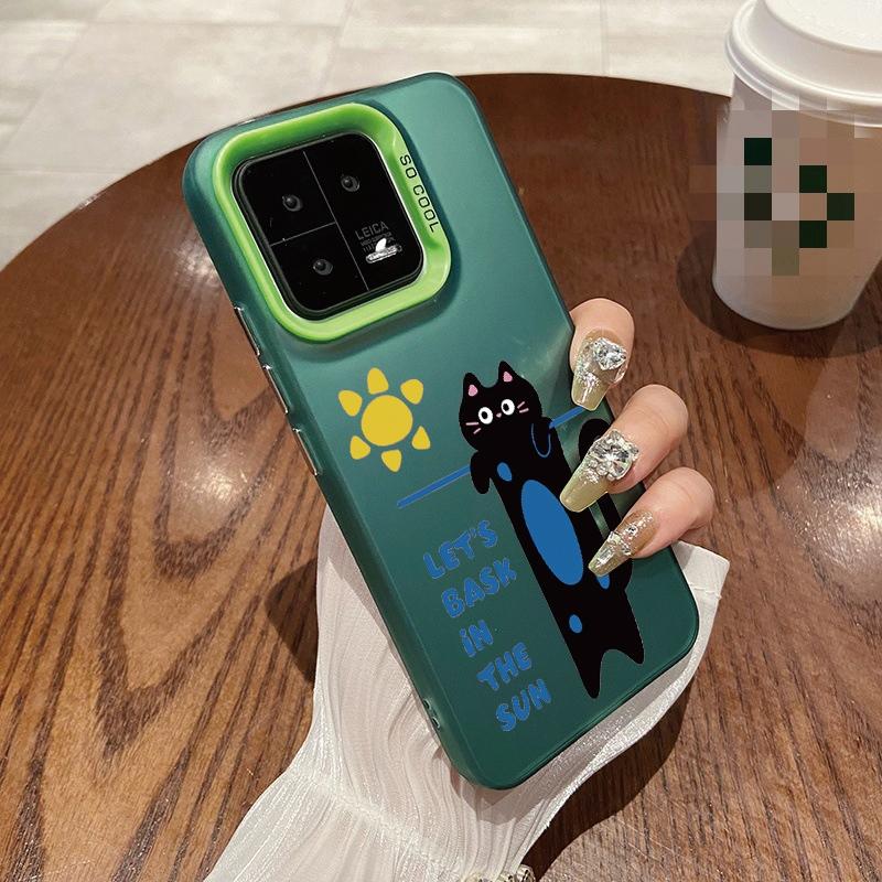 Черный чехол Cat для iPhone 16 Samsung A55 A35 A34 S24 FE Xiaomi Redmi Note 13 Pro 14C Huawei Honor 200 противоударный бампер для телефона с защитой от царапин