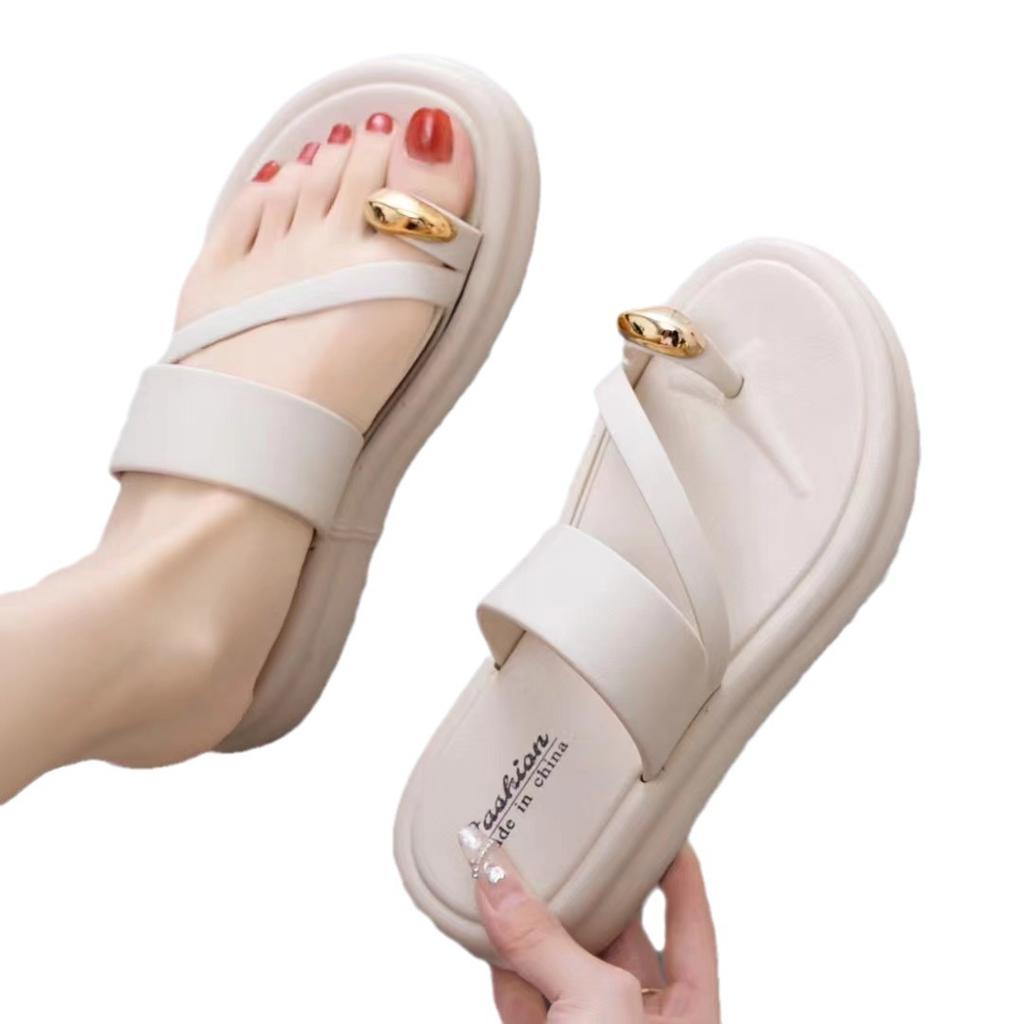 Новые тапочки с пальцами женская верхняя одежда летняя мода тапочки с толстой подошвой для отдыха в помещении слово с сандалиями производитель