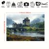 2D Eilean Donan Castle Tapestry, Misty Scottish Highlands Background