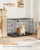 FEANDREA Dog Crate, Foldable, 92.5 cm Long, 2 Doors, L, Black