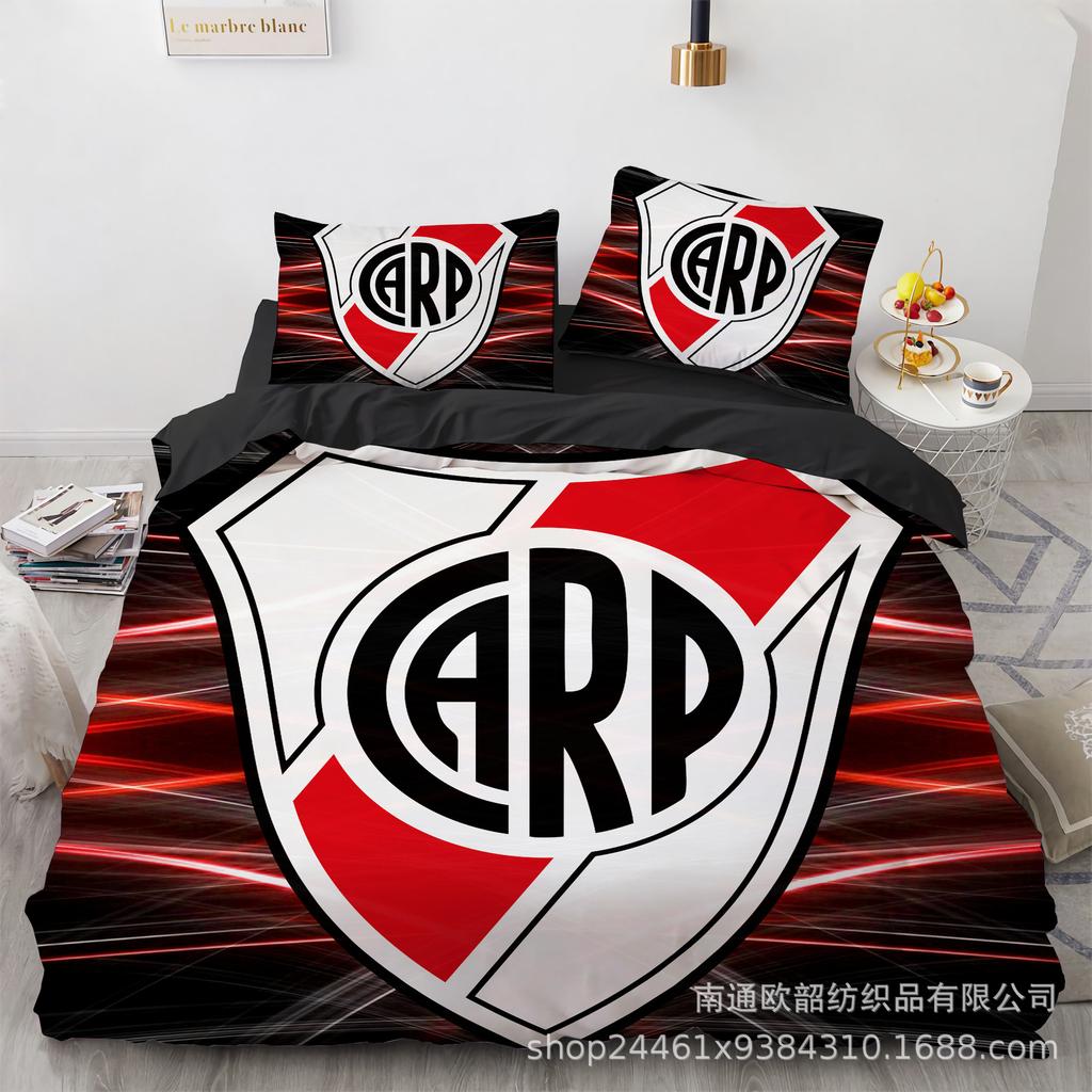 Size 3D Printed Football Club Standard Bedding Three-Piece Quilt Cover Pillowcase