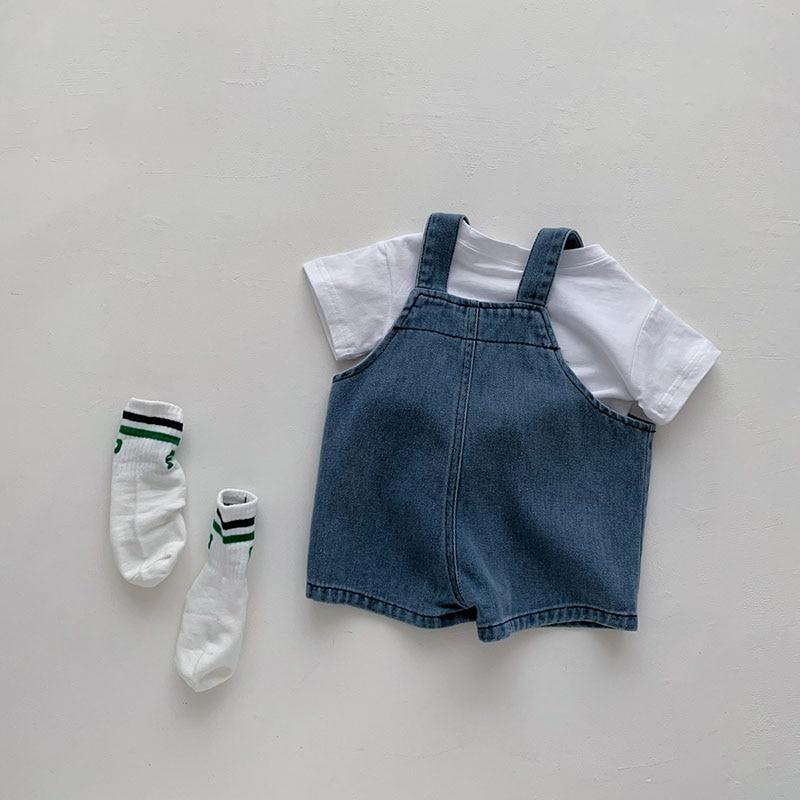 Summer Baby Clothing Set Toddler Girls Clothes Suit Infant Tee and Denim Overall Boys Outfit