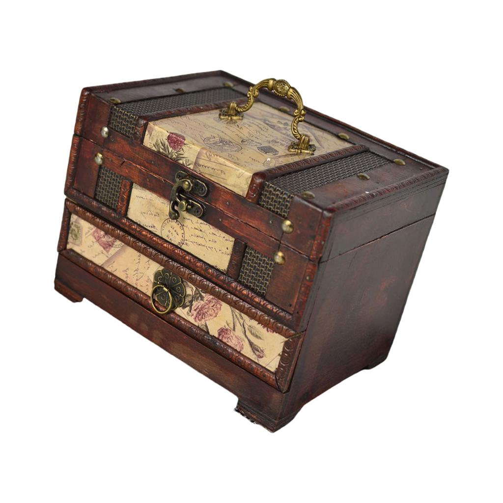 Запираемый деревянный органайзер для ювелирных изделий, сережек, ожерелий, шкатулка для безделушек в китайском стиле с зеркалом, держатель для женских аксессуаров