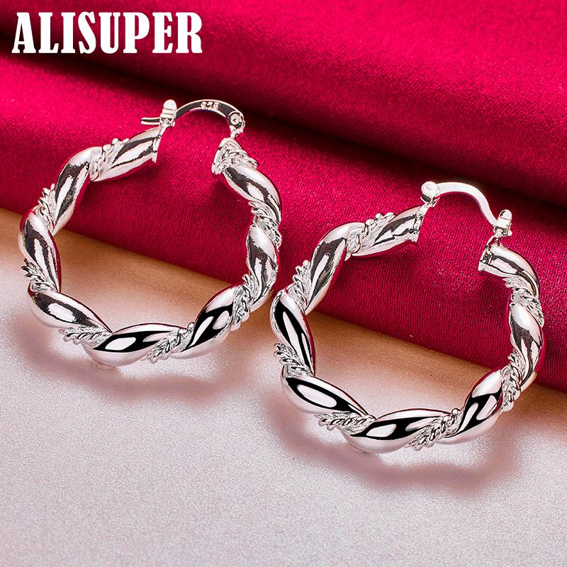 Ювелирные изделия из круглого кольца из стерлингового серебра 925 пробы с витой веревкой