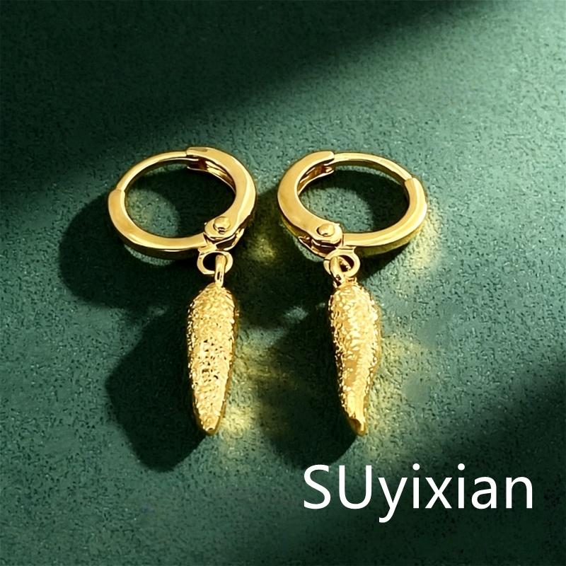 925 Silver Plated Gold Fashion Compact Fun Chili Earrings Birthday Party Anniversary Gift