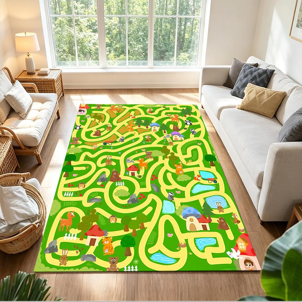 Racing Game Track Adventure Non-Slip Home Carpet Design for Office Decor Living Room Bedroom Gift