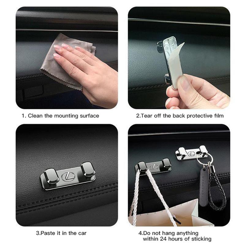 SKIA7 Interior Stickers Zinc Alloy Car Hook Adhesive Storage Hooks Interior Accessories For Lexus F-SPORT ES RX NX LS UX LM LX GX LC R