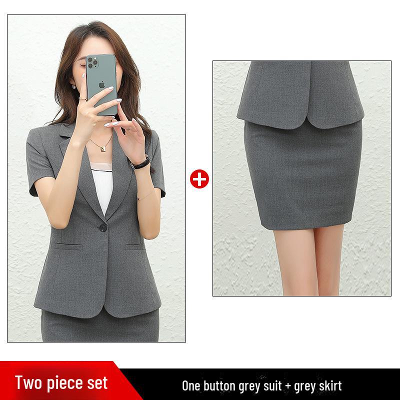 Женский профессиональный летний костюм: Формальный пиджак с короткими рукавами с юбкой или брюками