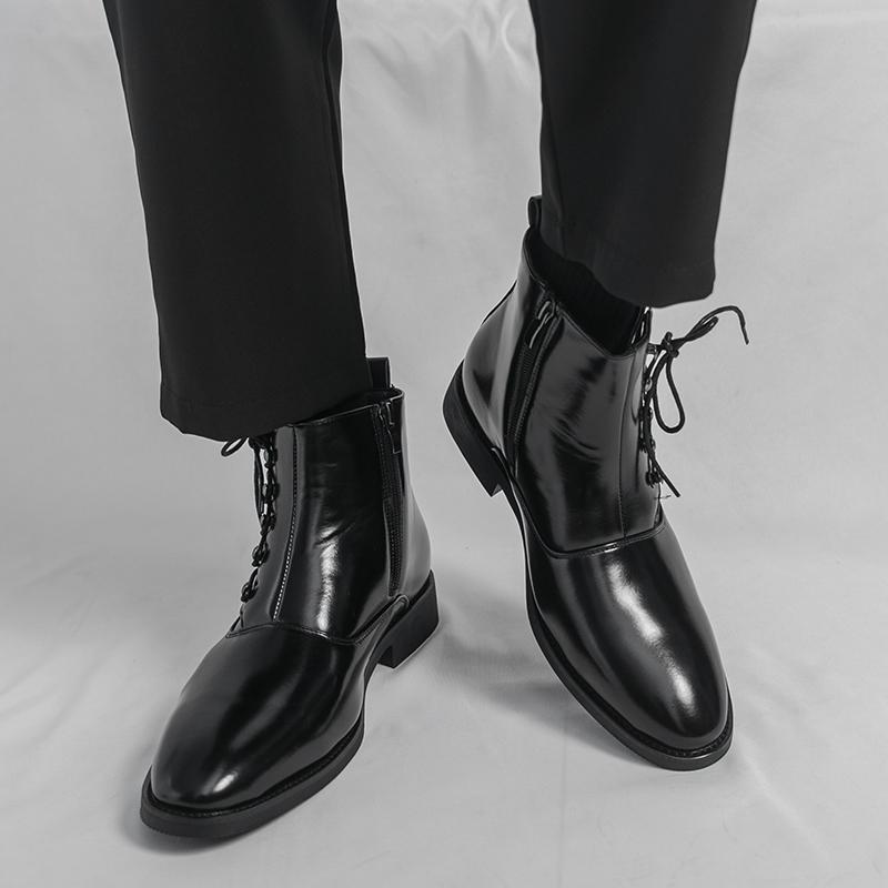 Мужские высокие черные кожаные ботинки Платье Формальный Бизнес Ретро Коричневые ботильоны Смокинг Фиолетовые Свадебные туфли Большой размер