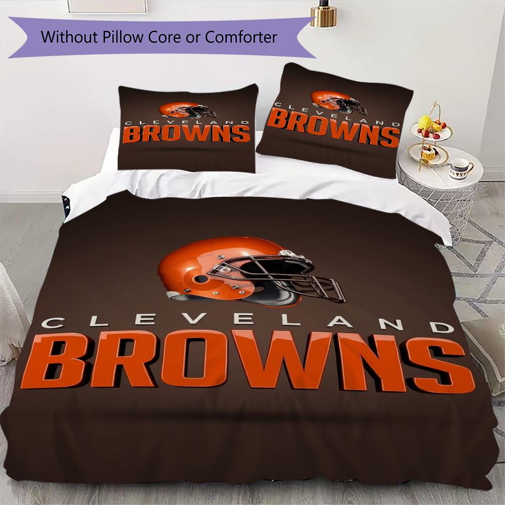 Cleveland Browns Pattern Bedding uilt Set uilt Cover Pillowcase Home Decoration Birthday Gift (1*duvet cover + 2*pillowcase without core)