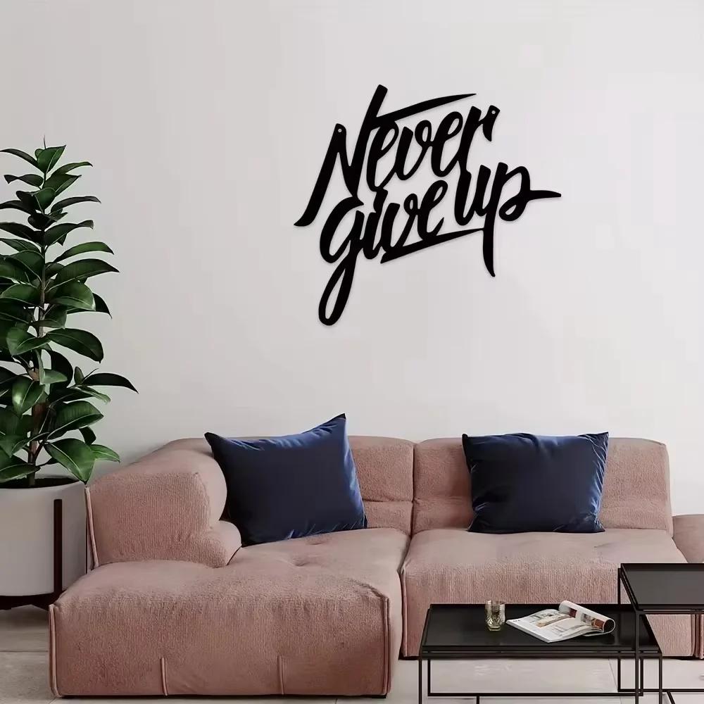 Потрясающий настенный декор из металла «Никогда не сдавайся»! Вдохновляющее произведение искусства для дома. Идеально подходит для гостиной. Внутренняя и внешняя отделка.