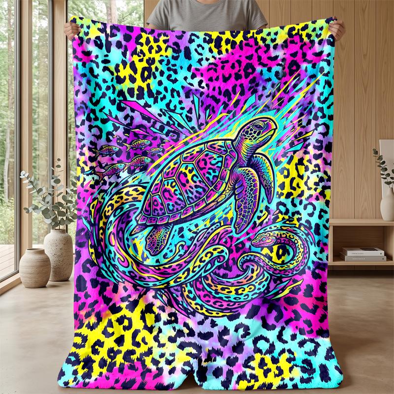 Neon Leopard Abstract Art 1 Theme blanket Lightweight Warm Flannel Blanket Decorative Throw Blanket for Home Decoration
