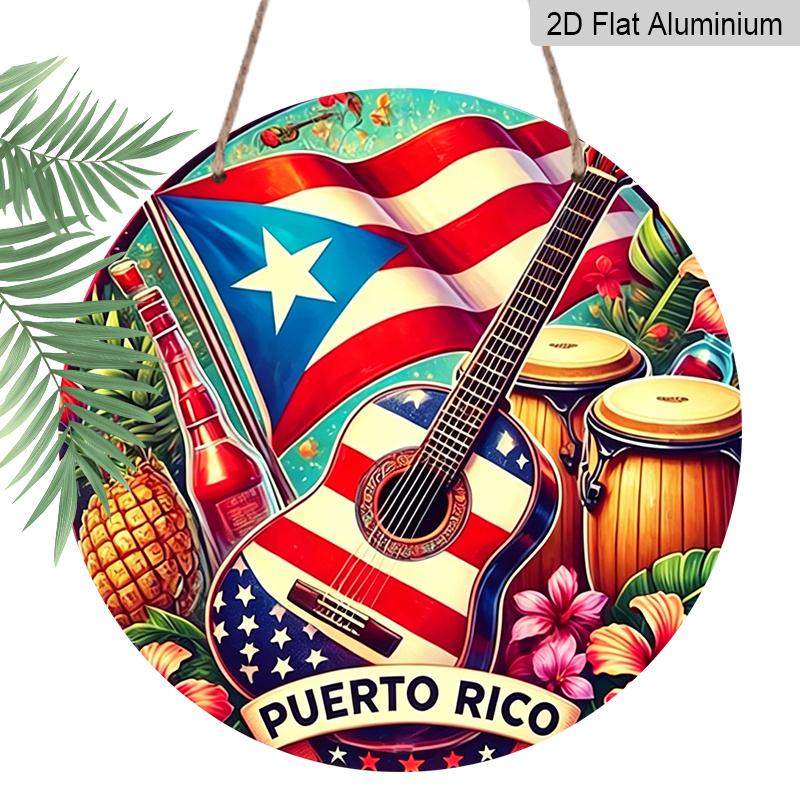 2D Flat, 1pc Round Cinco De Mayo Aluminum Hanging Sign, Colorful Mexican Fiesta Dancing Folk Flower Sombrero Design, Vibrant Metal Wall Decor