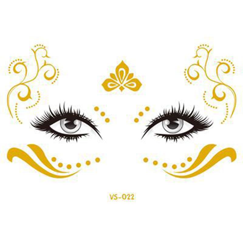 Блестящие наклейки татуировки на лице флэш-золотые временные металлические татуировки водостойкий макияж наклейки для девочек вечеринка музыкальный фестиваль