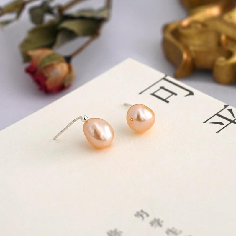 Серьги из натурального пресноводного жемчуга для женщин. Серьги из серебра 925 пробы, простые и маленькие серьги в стиле.