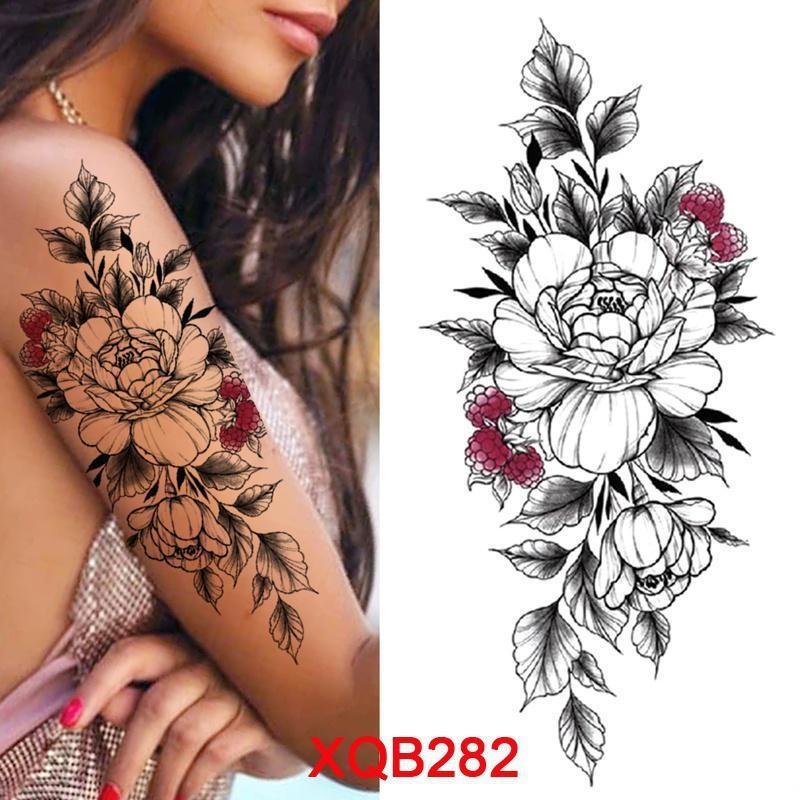 1 шт. татуировка наклейка водонепроницаемая временная татуировка дамы пион Дейзи олень луна цветок татуировка черный череп татуировка боди-арт нога татуировка всего тела наклейка