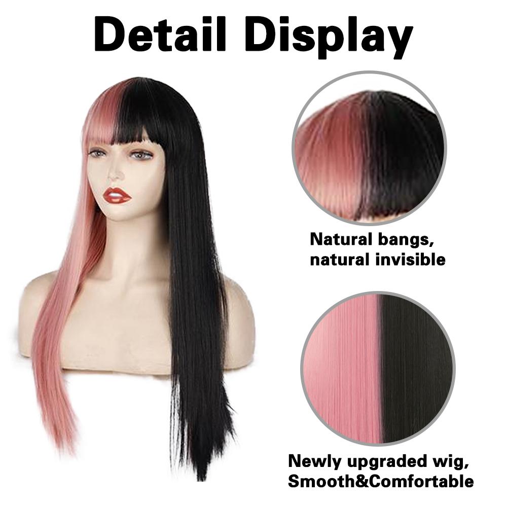 XINRAN Синтетические длинные прямые волосы полные парики с челкой для женщин повседневный костюм для вечеринки косплей