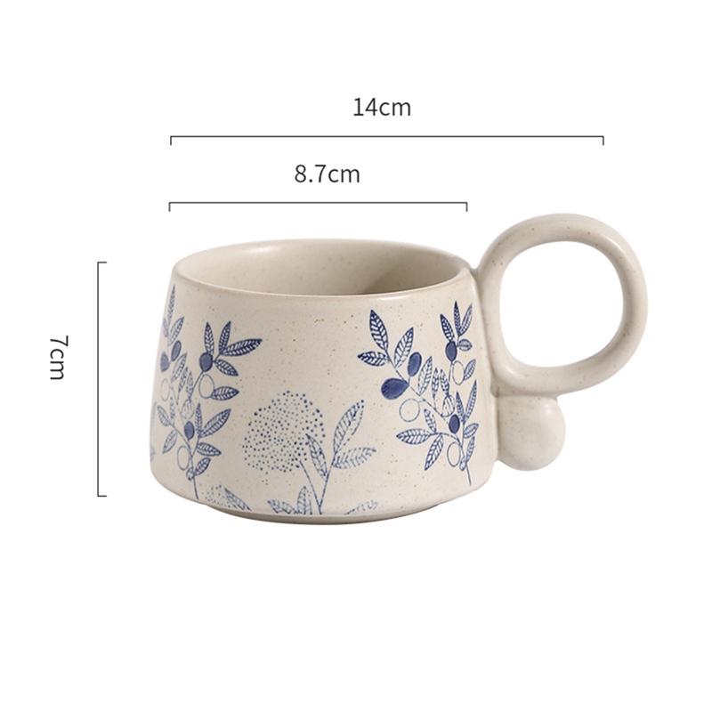 Ceramic Latte Mug Porcelain Coffee Cups with Handle Boho Drinking Cup for Men Women Office Work Daily Use Drinkware Gift