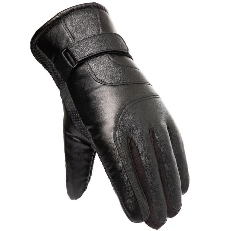 Men's Insulated Black PU Leather Touchscreen Gloves