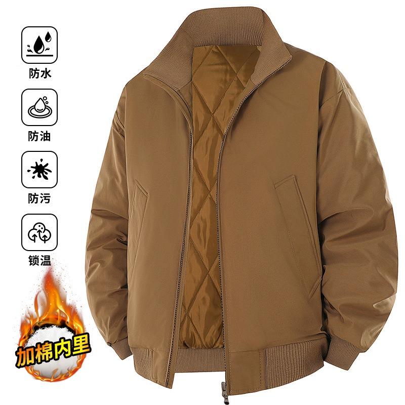 Осенне-зимняя хлопковая куртка мужская зимняя новая однотонная модный бренд повседневная летная куртка со стойкой воротником на хлопковой подкладке мужская