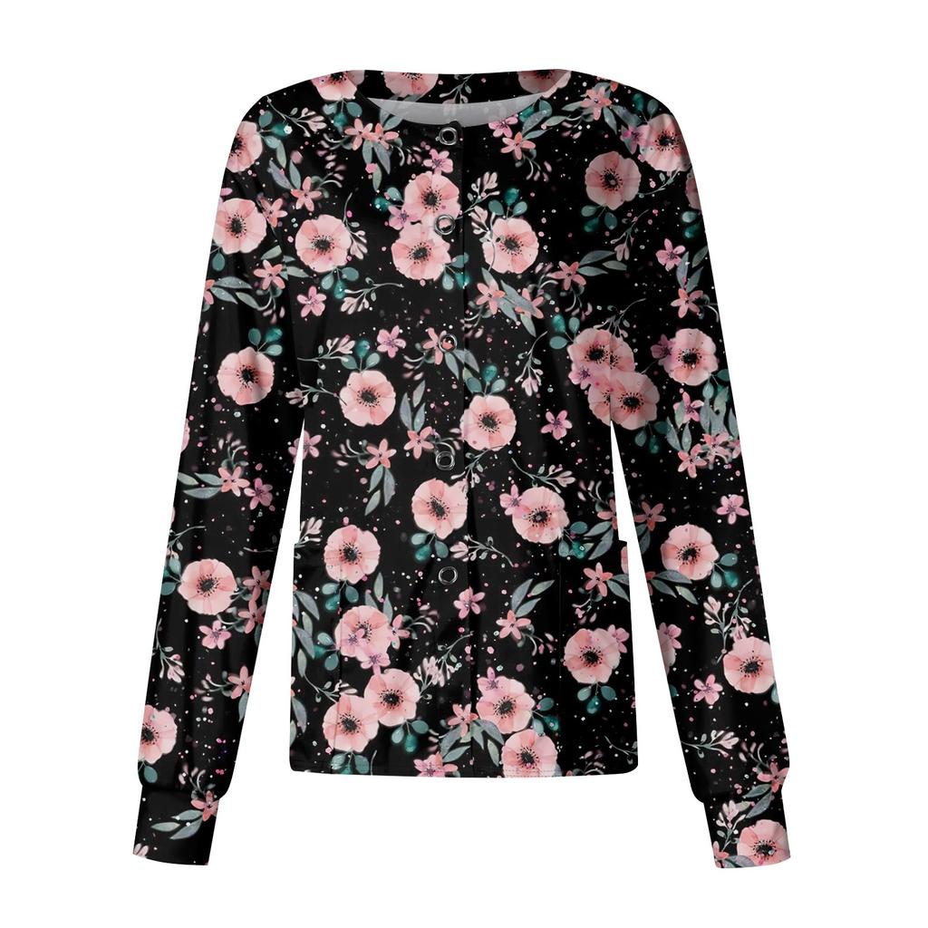 Женский повседневный однобортный однобортный кардиган с длинным рукавом и принтом, рабочая одежда, топ