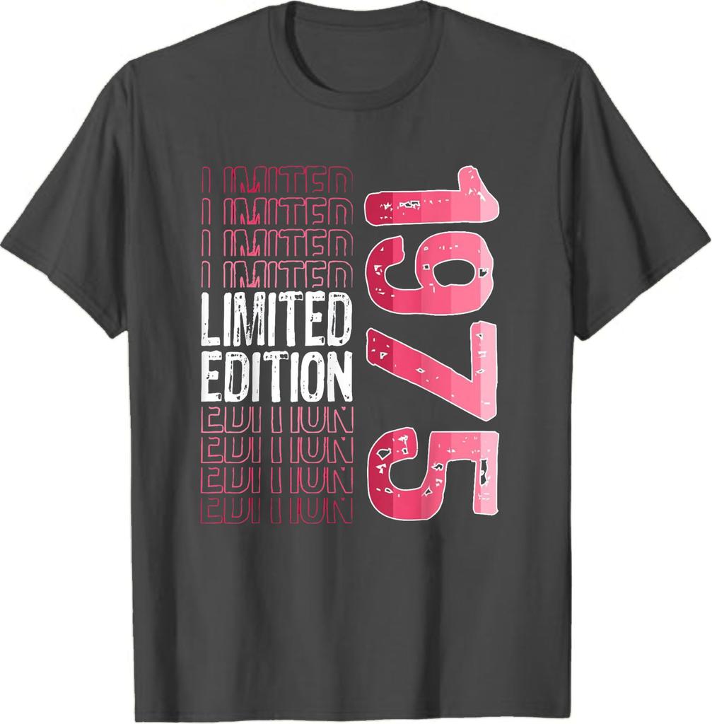 Лимитированная серия Винтажная Ретро Футболка с Днем Рождения 1975 года Толстовка Графические футболки Уличная одежда Повседневный стиль Ropa Hombre Ropa Mujer