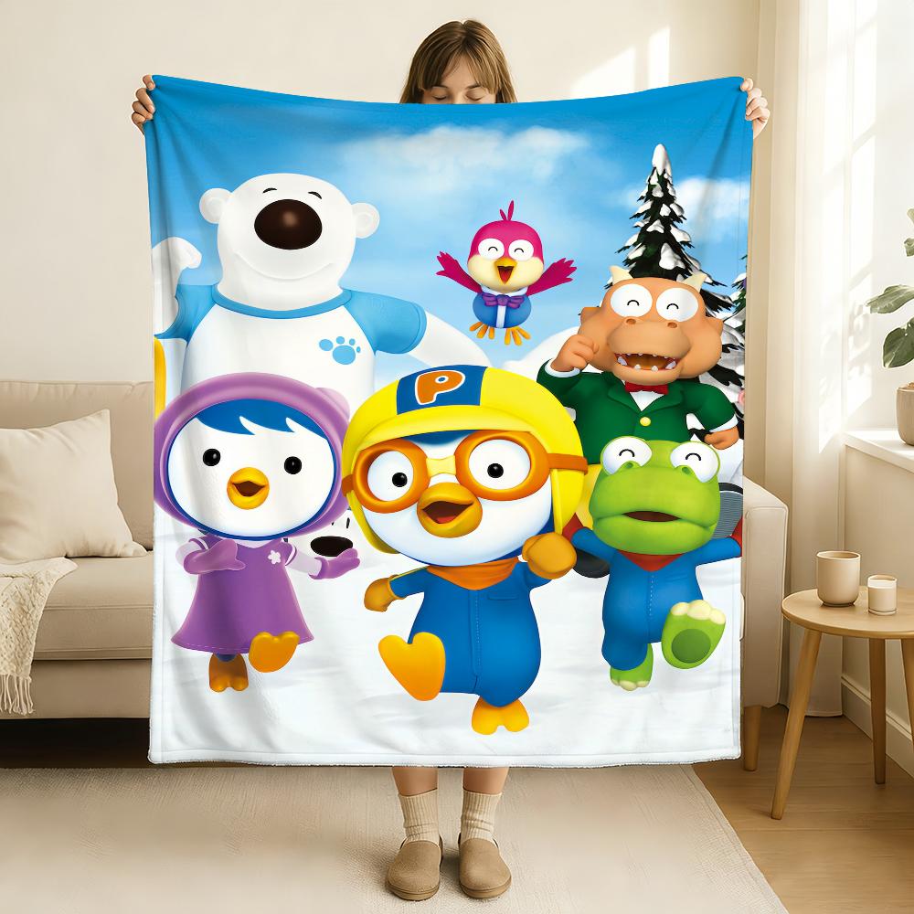 Мультяшное одеяло с пингвином Пороро P The Little P Penguin Мягкое и приятное для кожи Для дивана кровати Дневного сна Покрывало Всесезонное Одеяло