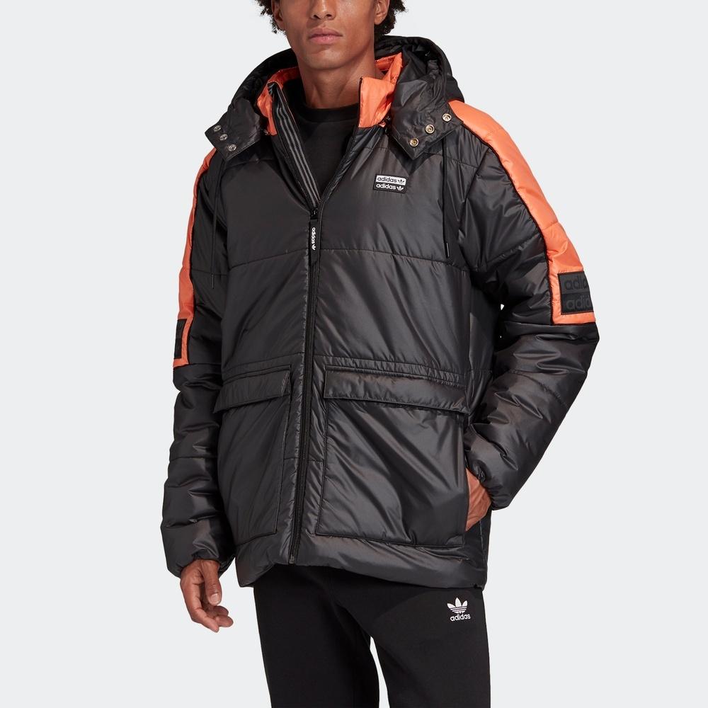 adidas Оригиналы R.y.v. Стеганая спортивная куртка средней длины с капюшоном, сохраняющая тепло, Colorblock, Черная, Мужская, GC8687