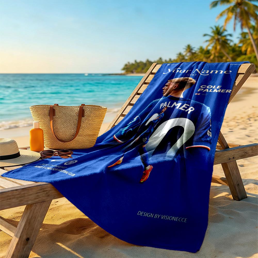 Chelsea Fc Football Player Customizable Name Beach Towel Quick-Dry Soft Microfiber Suitable for Swimming Gym Camping Yoga Vacation