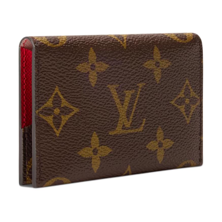 Louis Vuitton Тонкий двухцветный дизайн Блестящая застежка-кнопка Карман для карт из покрытого холста Универсальный держатель для карт Коричневый M26901
