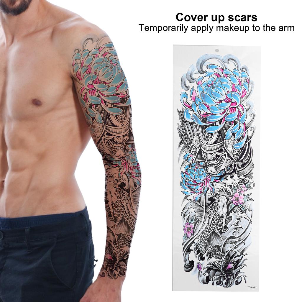 Lifelike Tattoo Stickers Fake Temporary Tattoo Large Full Arm Sticker Waterproof Tattoo Template 10pcs/Set