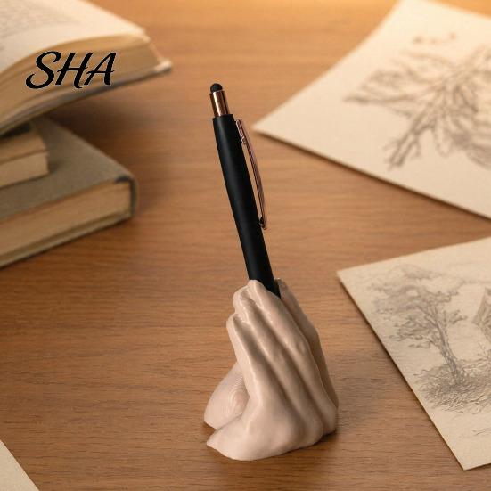 Creative Pen Holder Funny Hand Gesture for Desk, 3D Printed Novelty Pencil Stand, Desktop Organizer Office Accessories Smooth Edge