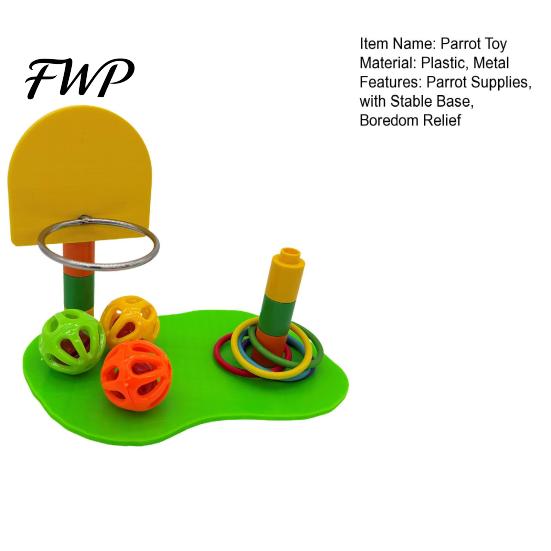 Bite Resistant Parrot Toys Basketball Hoop Toy, Interactive Bird Toss Ring Game, Intelligence Development Kit Agility Training Enrichment Toy