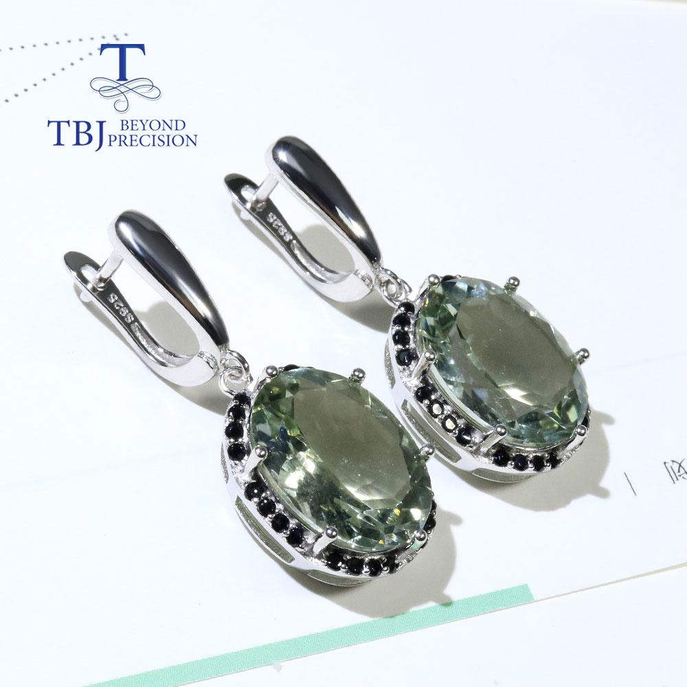 Новый!Серьги-подвески с натуральным бразильским зеленым аметистом BL, настоящие драгоценные камни, овальные 12*16 мм, комплект ювелирных изделий из стерлингового серебра 925 пробы, изысканные ювелирные изделия