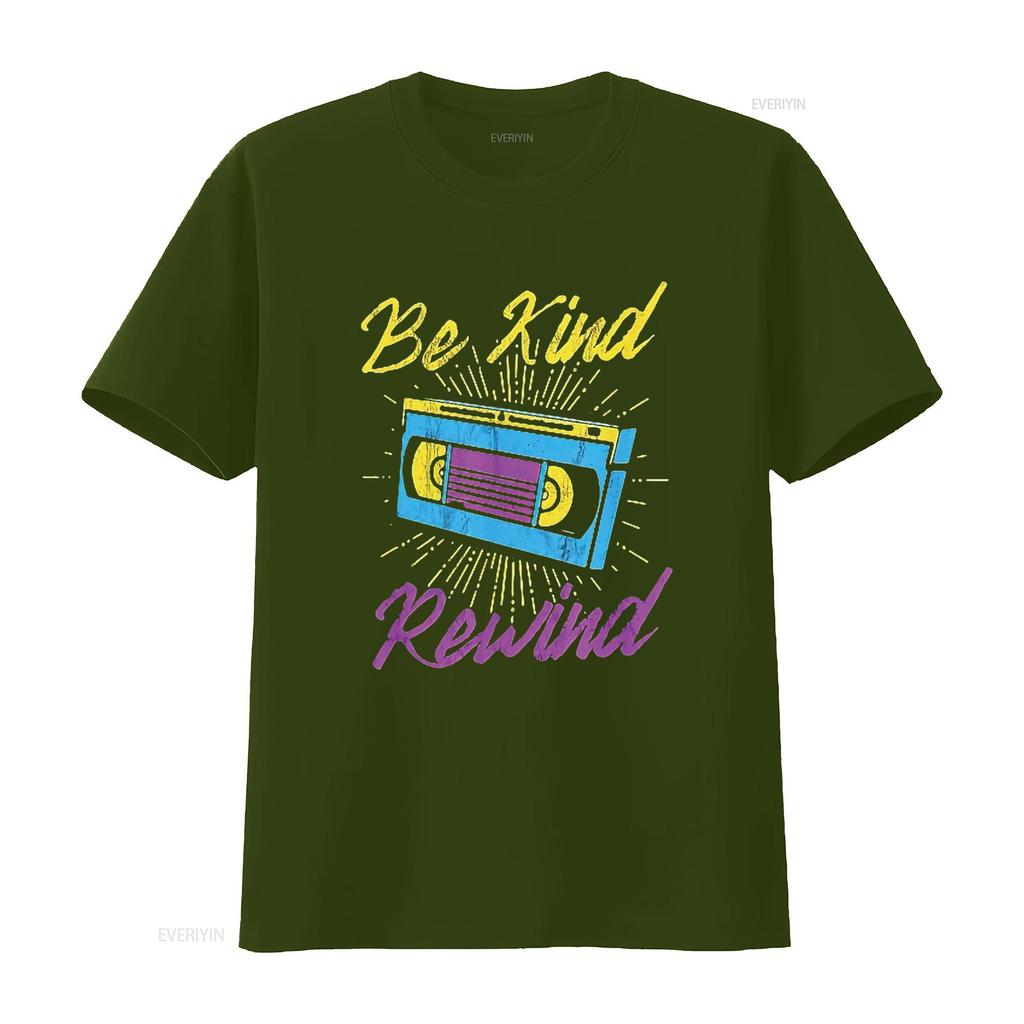 Mens Be Kind Rewind Retro Vintage 80s 90s Funny VHS VCR T Shirt Black 2X Large vintage Washed homme Versatile graphic
