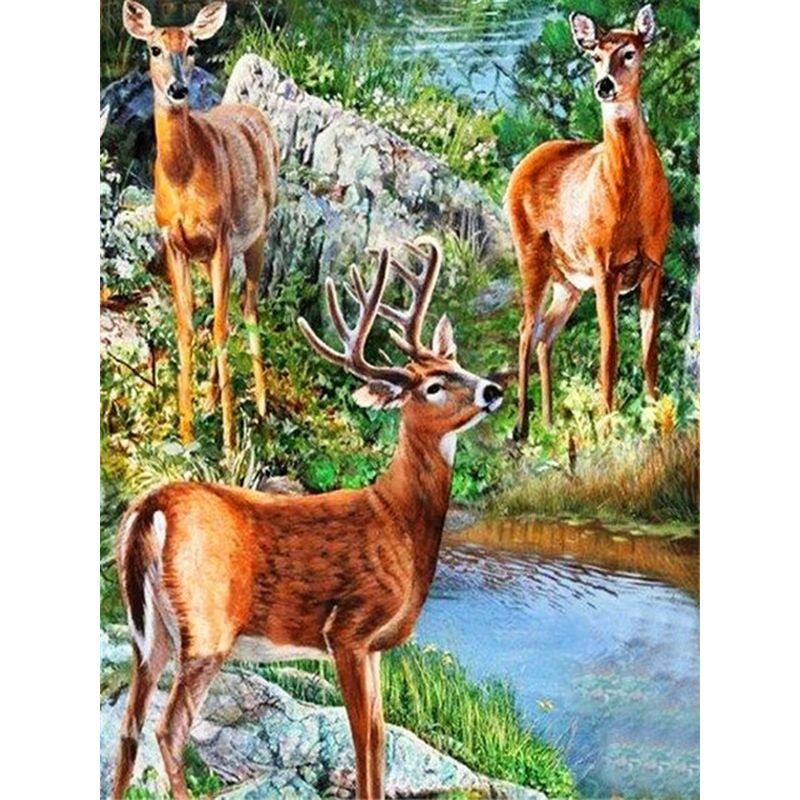 Полный комплект круглой алмазной вышивки Олень 5d Алмазная картина Мозаика Животные Ремесленные украшения дома