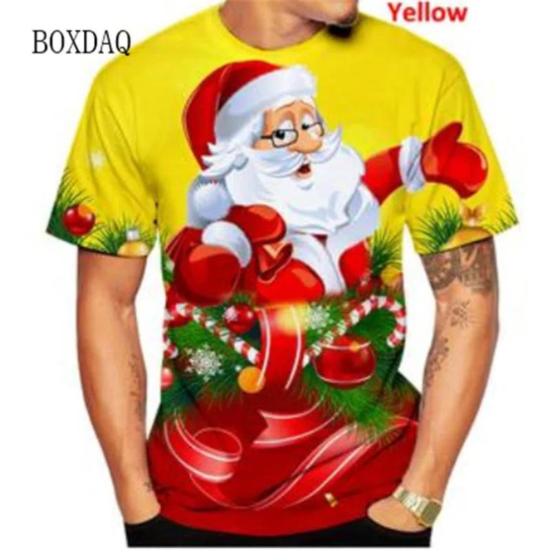 3d Print Cartoon Santa Claus Men's T-shirts Short Sleeve Round-Neck Christmas Style Street Male Tees 6XL Plus Size Tops New Year