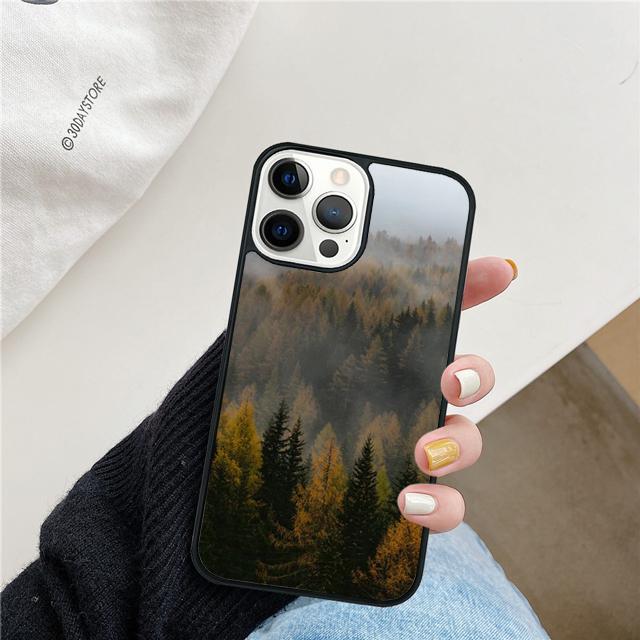 Чехол-ракушка 'Горный Лес Облака' Для iPhone 17 Air 15 16e 14 13 12 Pro Max 11 Pro Max Plus Чехол для телефона