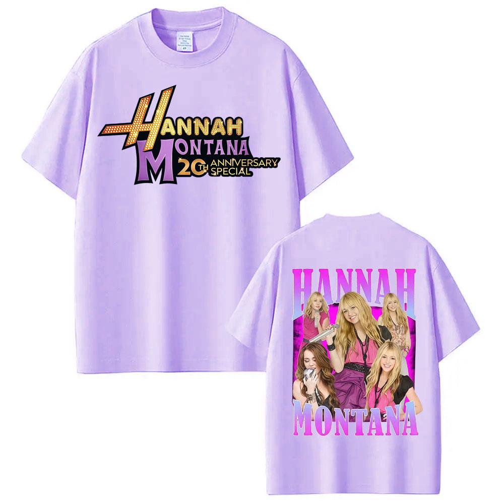 Pop Star Hannah Montana 20 Years Anniversary Fashion T Shirts Men Women Summer Tops Vintage Oversized Cotton Tshirts Streetwear