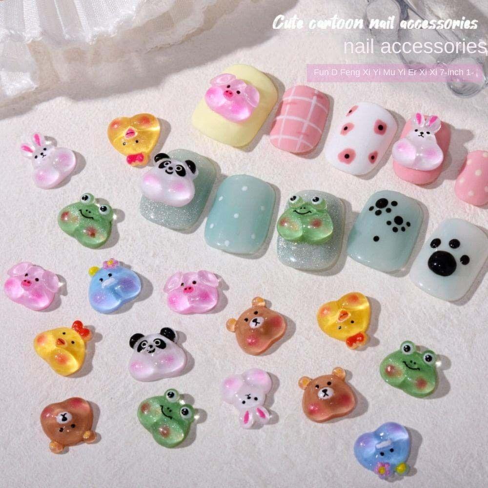 Rabbit Cartoon Nail Decorations Animal Nail Rhinestones 3D Nail Jewelry Cartoon Nail Drills