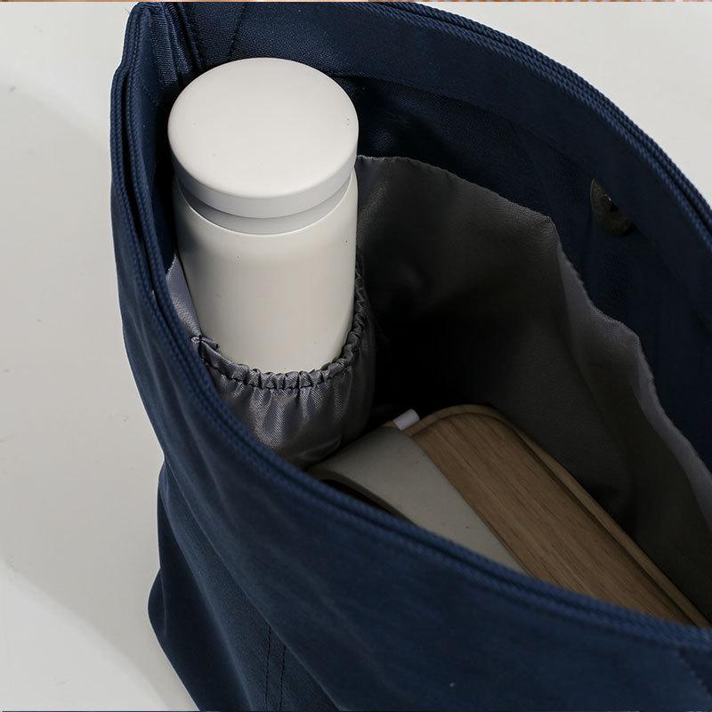 Portable Soft Thermal Lunch Bags Hidden Handle Separated Inner Bag With Bottle Pocket Waterproof Bento Box Pouch Food Storage