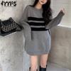 Women's Fashion Casual Fall Winter Colour Block Print Long Sleeve O-Neck Sweaters