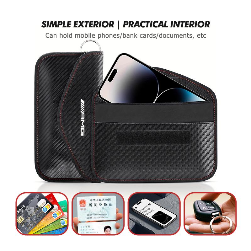 Car key Signal Shielding RFlD Blocking Pouch Key Faraday Bag For Mercedes Benz AMG C180 C300 W124 W176 W177 C200 C260 GLC CLE DN6