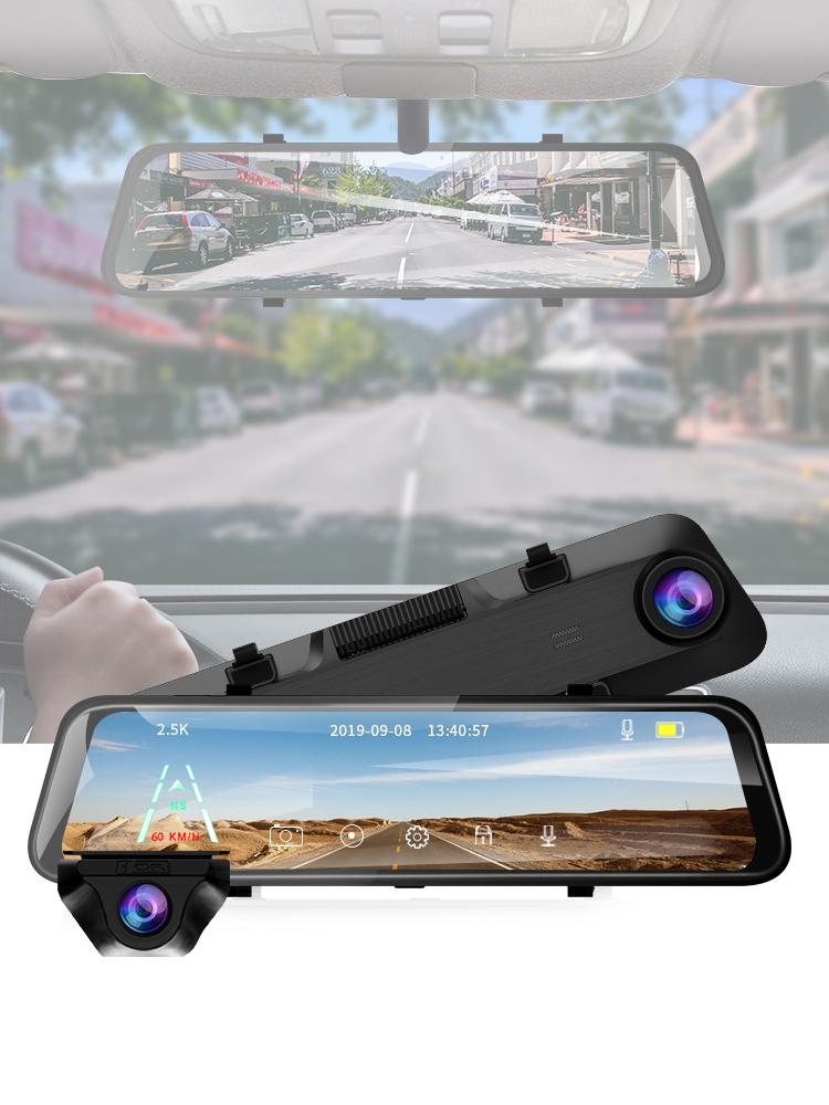 E-ACE 2K Stream Media Dash Camera Mirror 12'' Автомобильный видеорегистратор 1440P WiFi Видеорегистратор Поддержка GPS 1080P Камера заднего вида Ночное видение