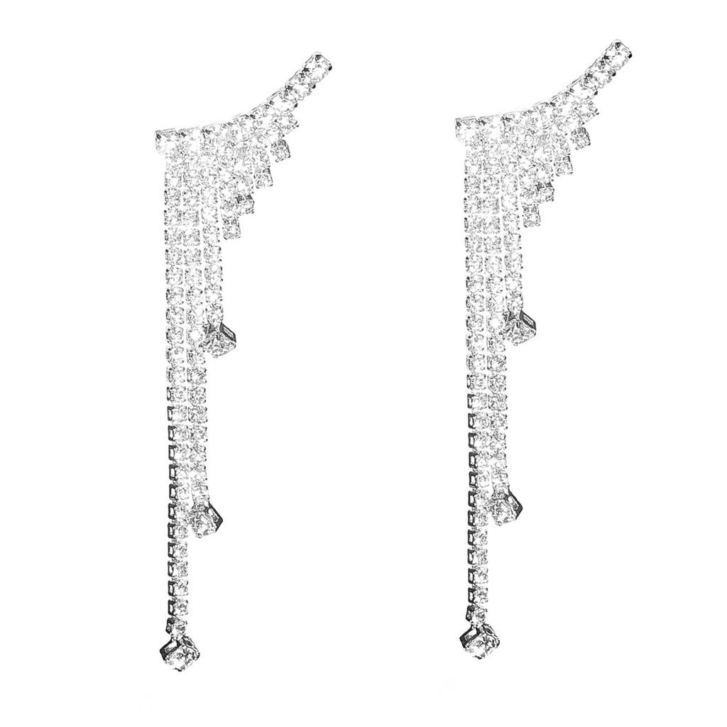 Модные универсальные серьги с бахромой из блестящих страз